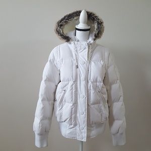 27:11 - DNKY Faux Fur Hooded Puffer Jacket.